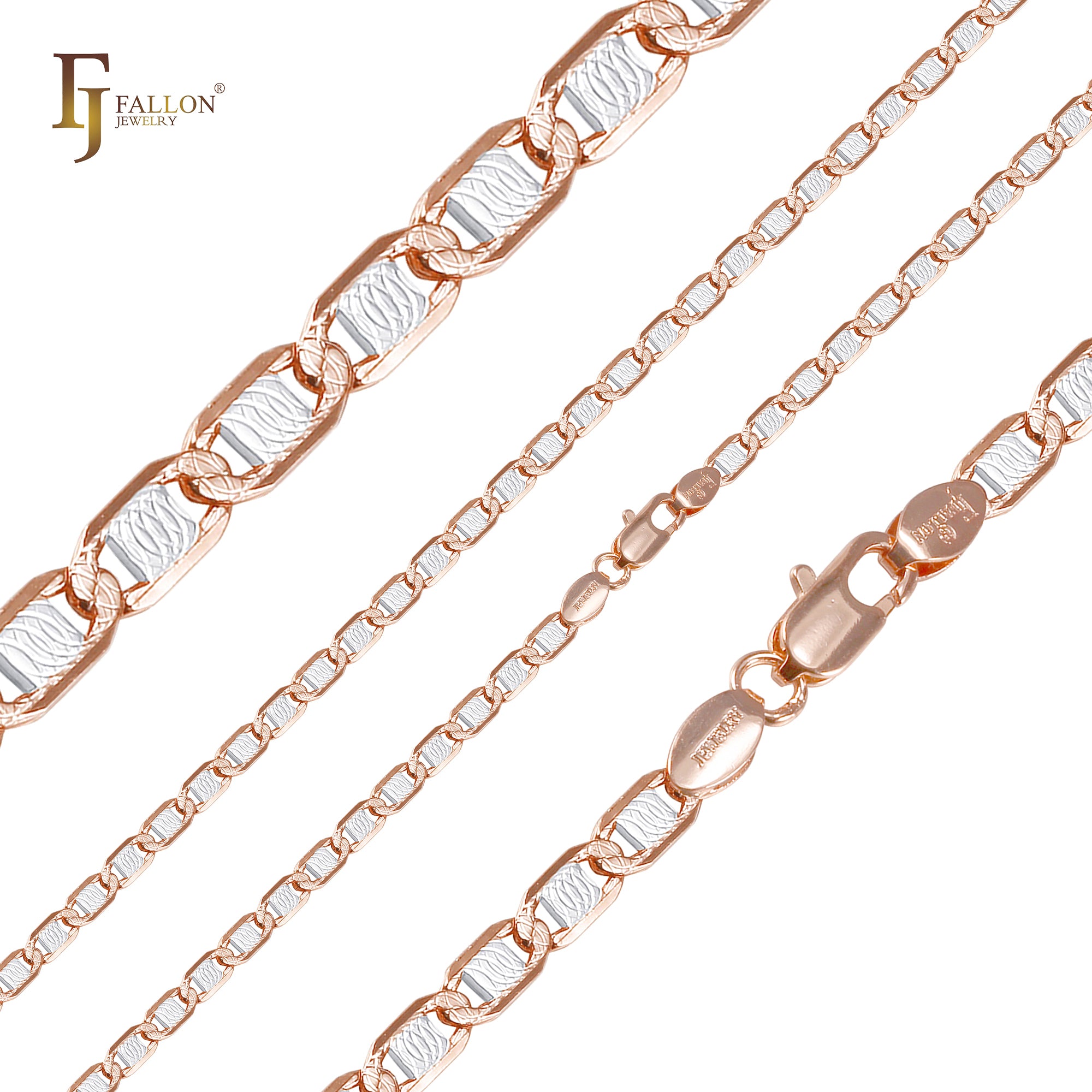 Mariner Link curvo ondulado martelado em ouro 14K, ouro rosa, correntes de dois tons YIAKQ