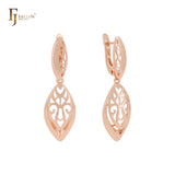 Marquise filigree drop Rose Gold Russian Lock Earrings