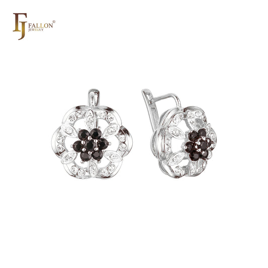 Серьги Cluster CZ из Красное золото 585 пробы, двухцветные