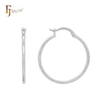 Textured Rope 14K Gold, Rose Gold, White Gold Hoop Earrings