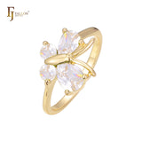 Fashion butterfly cluster rings in 14K Gold, Rose Gold plating colors