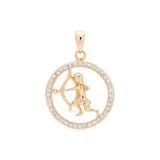 Constellation Zodiac constellation Rose Gold two tone pendant - Paved CZs circle