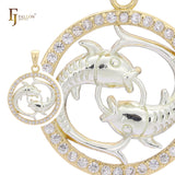 Zodiac pendant of Pisces in Rose Gold two tone, 14K Gold plating colors