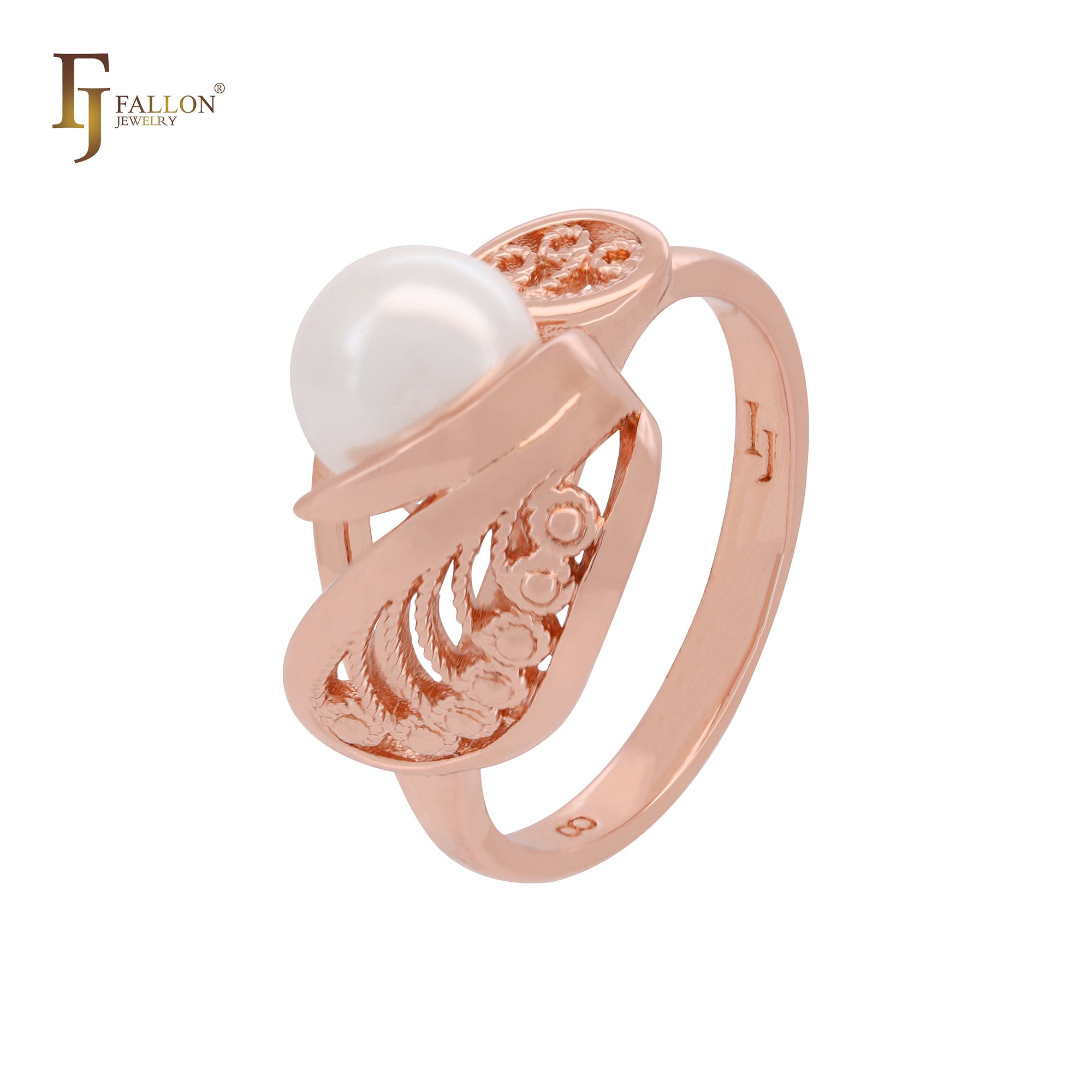 Filigree Pearl Rose Gold Russian Lock Earrings