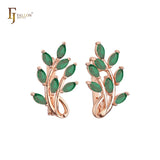 Pendientes de oro rosa con circonitas cúbicas y flores en racimo ascendente