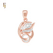 Flower feather of white CZs Rose Gold two tone Pendant