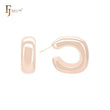 Irregular glossy geometric C Hoop 14K Gold, Rose Gold, White Gold Stud Earrings