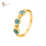 Triple Evil Eyes with White CZs 14K Gold, 18K Gold Fashion Rings