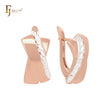 Double Crossing Ribbons Geometric Rose Gold two tone Russian Lock Earrings