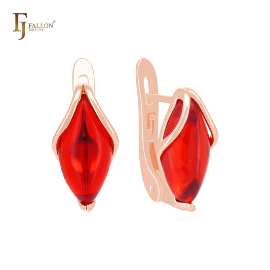 Solitaire Marquise CZ Rose Gold Clip-On Earrings