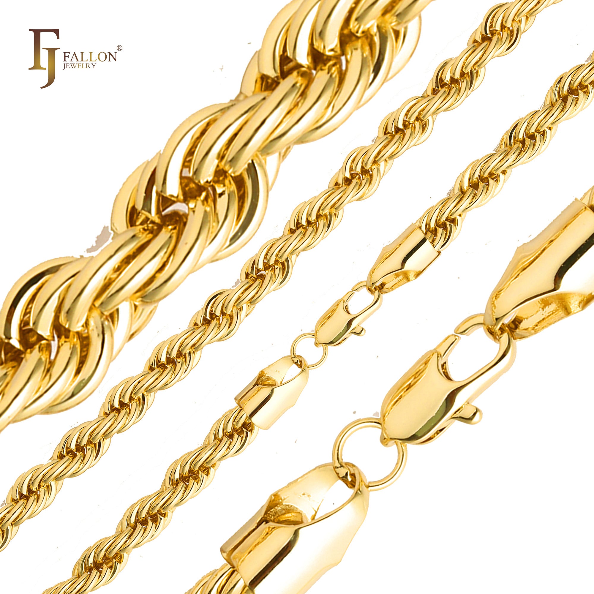 Classic French Rope chains plated in Rose Gold, two tone, three tone