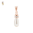 Baroque shaped pearl drop Rose Gold two tone Solitaire Pendant