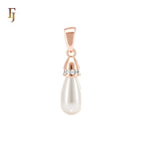 Baroque shaped pearl drop Rose Gold two tone Solitaire Pendant