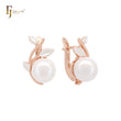 Pearl of silver leaves Rose Gold two tone Clip-On Earrings