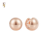 Glossy Sphere Circle Ball 14K Gold, Rose Gold Stud Earrings