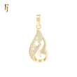 Flame of fire dancing white CZs 14K Gold Pendant