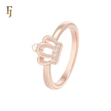 Little Crown of white Czs 14K Gold Rose Gold Rings