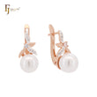 Flower pearl Rose Gold two tone Russian Lock Earrings