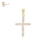 Latin cluster white CZs marquise 14K Gold, Rose Gold cross pendant