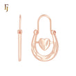 Hearty Leafing engraved Rose Gold Bracket Wire Hook Earrings
