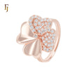 Great Spade Clover Heart flower of white CZs Rose Gold Fashion Rings