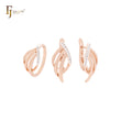 Dreifach geästetes geometrisches Schmuckset mit weißen Zirkonia in Roségold, zweifarbig, mit Ringen