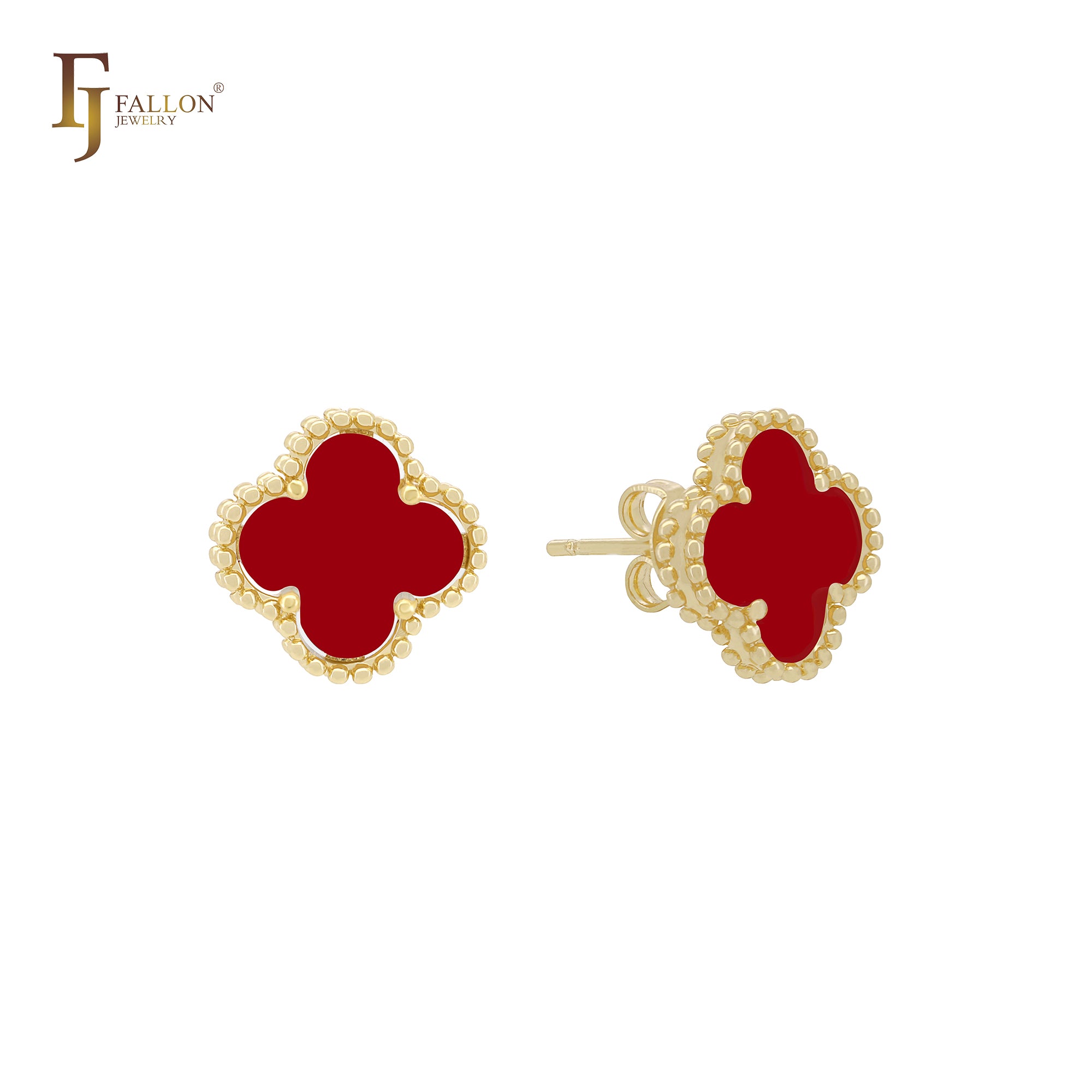 🔥 Lucky black clover Rose Gold stud earrings