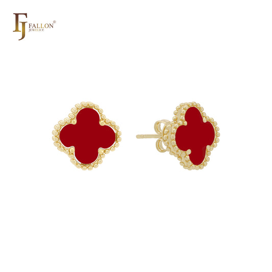🔥 Lucky black clover Rose Gold stud earrings