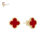 🔥 Lucky black clover Rose Gold stud earrings