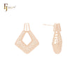 Oval marquise textured lock shaped 14K Gold, Rose Gold, White Gold Stud Earrings