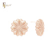 Ribbon flower pillow rounded shaped 14K Gold, Rose Gold, White Gold Stud Earrings
