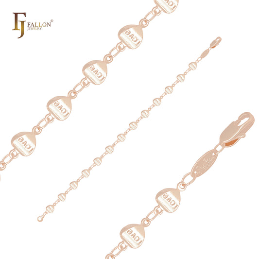 Heart of love link Rose Gold Bracelets Chain