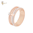 Minimalism elegant paved white CZs Rose Gold two tone Russian Lock Earrings