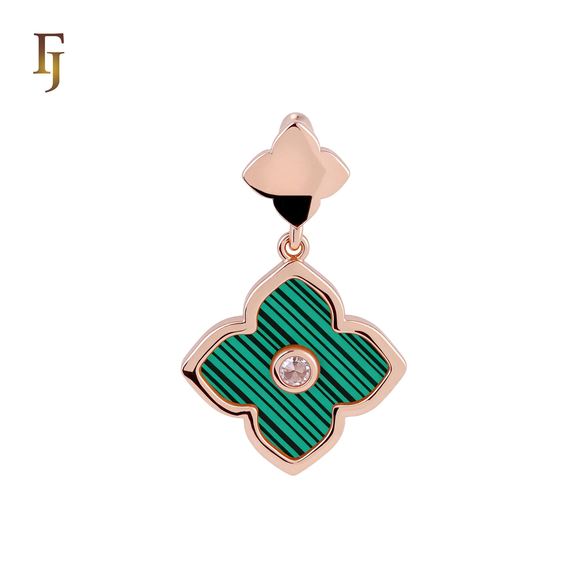 🔥 Colorful Onyx Clover Flower Princess Rose Gold, White Gold Pendant