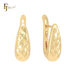 Teardrop rhombus textured 14K Gold, Rose Gold Russian Lock Earrings