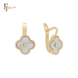 Clover double layer Shiny Rose Gold two tone Russian Lock Earrings
