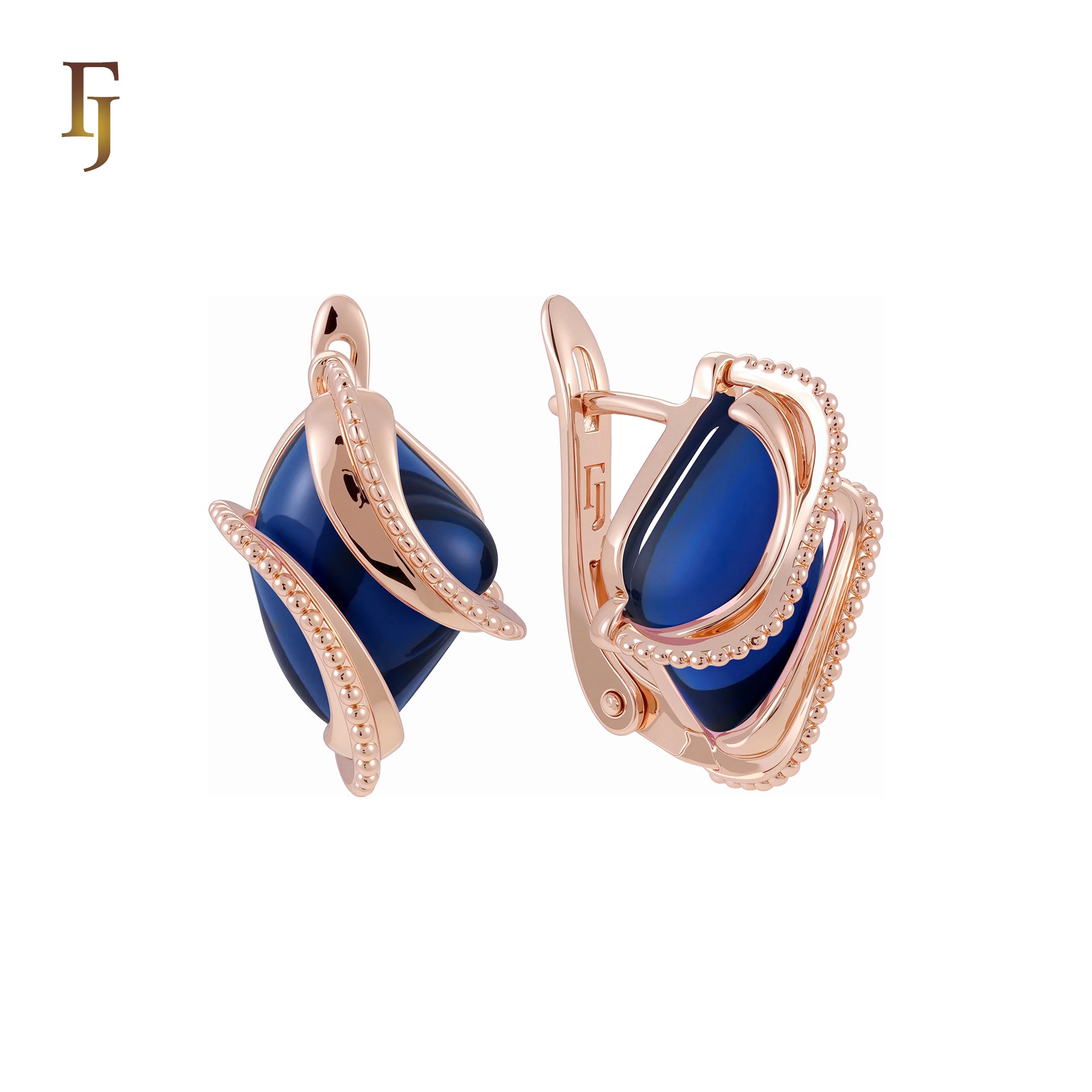 🔥 Double Ribbons clawed elegant Solitaire Colorful CZ Rose Gold Russian Lock Earrings