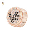 White Black Czs cluster rounded signet Rose Gold Fashion Rings