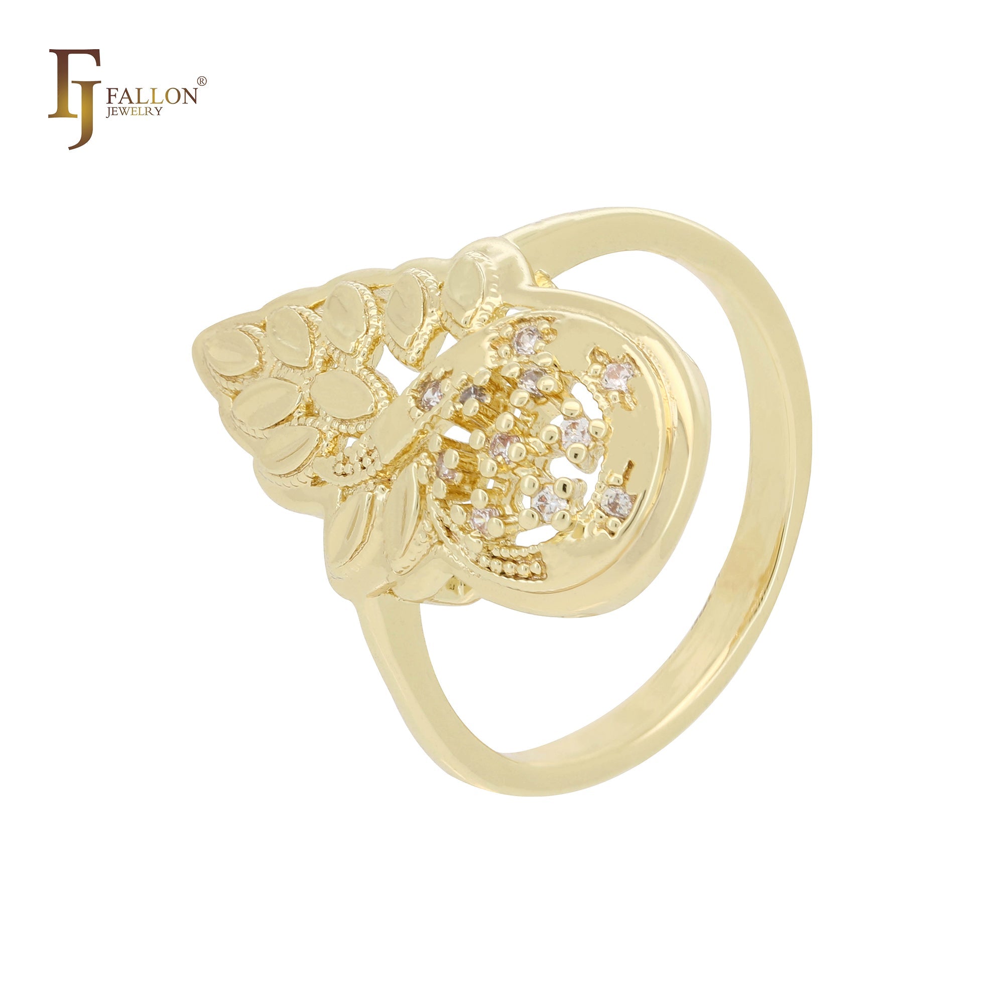 Ananas-Cluster weiße Zirkonia 14 Karat Gold, Roségold, Weißgold Ringe