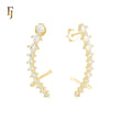Cluster white CZs paved 14K Gold, Rose Gold Cuff Stud Earrings