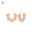 Alternative bubbles shaped C Hoop 14K Gold, Rose Gold, White Gold Stud Earrings