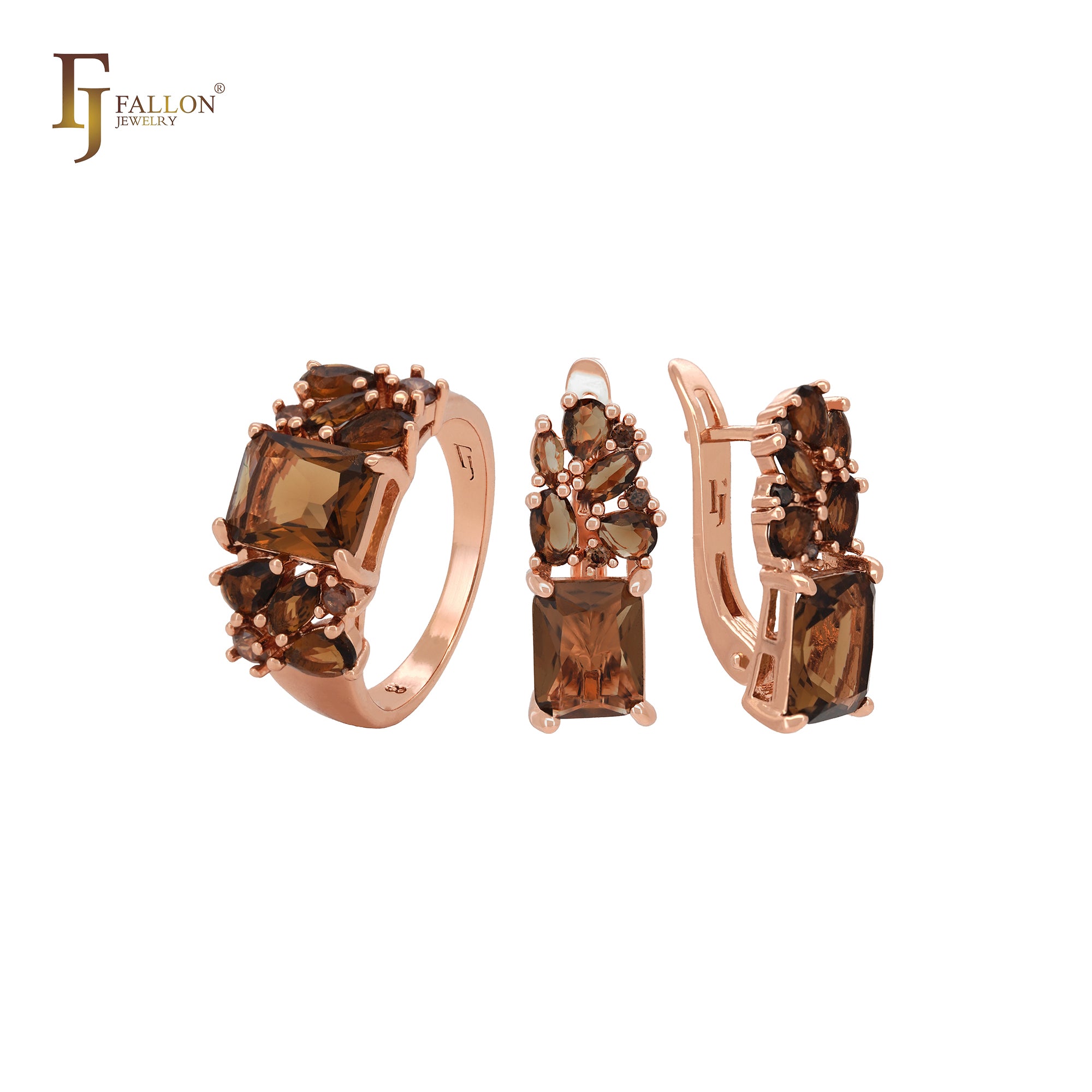 Cluster luxuriöses CZs buntes Roségold-Schmuckset mit Ringen