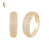 Five bands of white CZs 14K Gold, Rose Gold Wedding Set Rings Engagement and Band