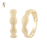 Thousand Beads wavy White CZs 14K Gold, Rose Gold Wedding Set Rings Engagement and Band