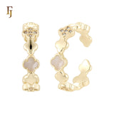 Lucky Cluster white CZs Clover clovers of Black, white or Red Onyx 14K Gold, Rose Gold Pendant