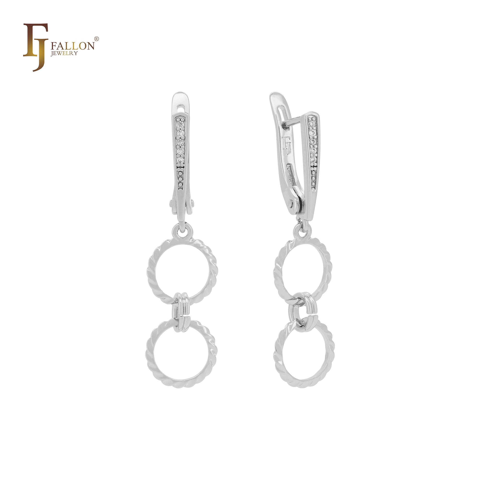 Geometric interlocking circles 14K Gold Russian Lock Earrings
