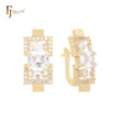 Triple baguette lake blue CZs cluster 14K Gold, Rose Gold Russian Lock Earrings
