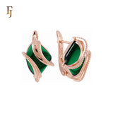 🔥 Double Ribbons clawed elegant Solitaire Colorful CZ Rose Gold Russian Lock Earrings