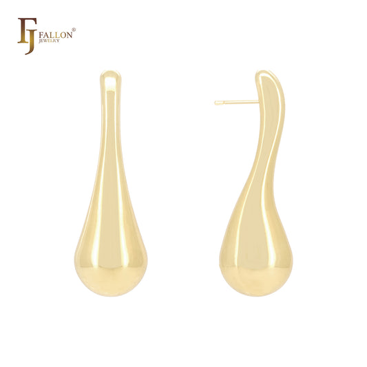 Pendientes largos y retorcidos de oro de 14 quilates, oro rosa y oro blanco.