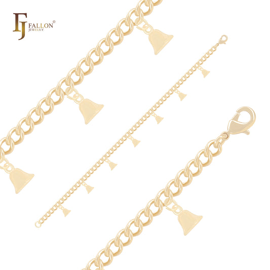 Ringing bell curb link 14K Gold Bracelets